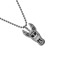 Load image into Gallery viewer, 2.82ct Pavé Black Diamonds & Ruby in 925 Sterling Silver Tamaraw Buffalo Men's Pendant Necklace