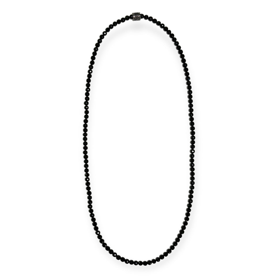 290tcw 6mm Faceted Round Black Spinel Baseball Men's Endless Necklace 30”