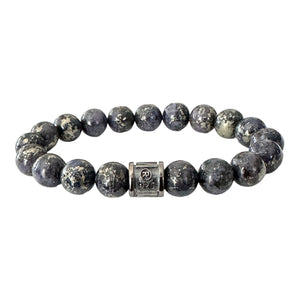 10mm Dark Lapis Lazuli Beads in 925 Sterling Silver NOV9M® Spacer Stretch Bracelet