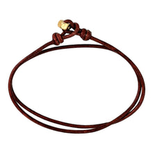 Load image into Gallery viewer, 2mm Brown Greek Leather with Gold Tone Mixed Metal Hex Nut Bracelet
