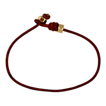 Load image into Gallery viewer, 2mm Brown Greek Leather with Gold Tone Mixed Metal Hex Nut Bracelet
