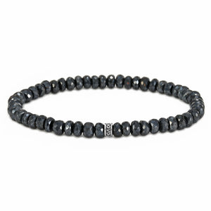 64.75ct Black Spinel in 925 Sterling Silver NOV9M® Spacer Stretch Bracelet