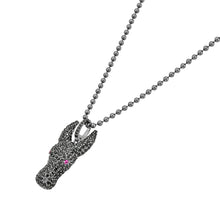 Load image into Gallery viewer, 2.82ct Pavé Black Diamonds &amp; Ruby in 925 Sterling Silver Tamaraw Buffalo Men&#39;s Pendant Necklace
