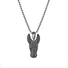 Load image into Gallery viewer, 2.82ct Pavé Black Diamonds &amp; Ruby in 925 Sterling Silver Tamaraw Buffalo Men&#39;s Pendant Necklace
