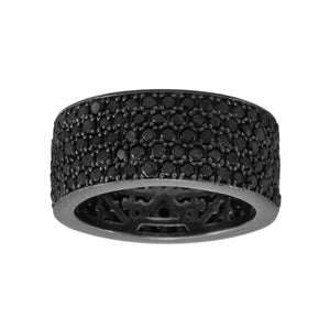 3.85ct Pavé Black Diamonds 925 Black Rhodium Sterling Silver Infinity Men's Ring