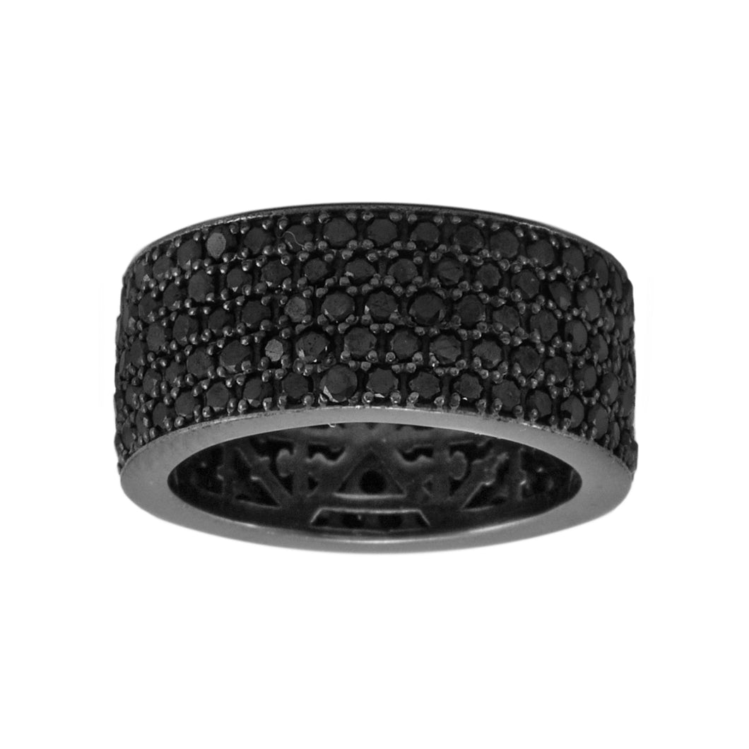 3.85ct Pavé Black Diamonds 925 Black Rhodium Sterling Silver Infinity Men's Ring