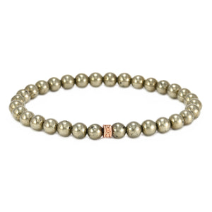 6mm Pyrite Beads in 925 Sterling Silver NOV9M® Spacer Stretch Bracelet