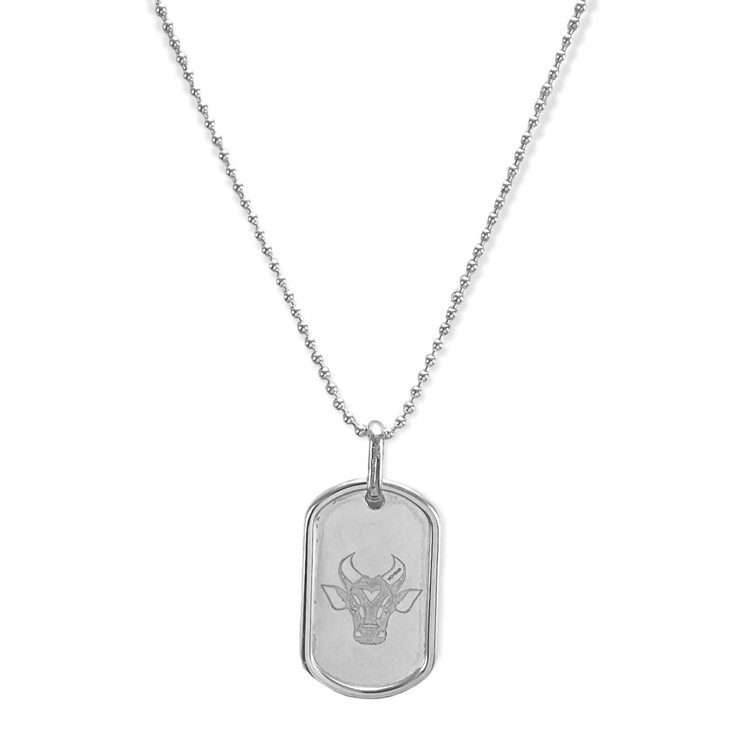 925 Italian Sterling Mini Tamaraw Dog Tag Necklace